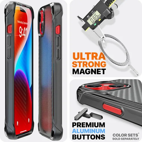 Vista 2 de REBEL Funda para iPhone 14 Plus [Serie de fibra de aramida Gen-4] Fuerte compatible con MagSafe, esquinas protectoras a prueba de golpes, botones