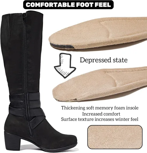 Vista 3 de Women's Knee High Boots with Chunky Heel, Pointed Toe, Comfortable and Fashionable for Fall and Winter Wear For Women.