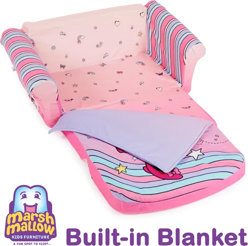 Vista 20 de Marshmallow Cocomelon - Sofá cama 3 en 1 para bebés, sofá convertible para niños, sofá cama y tapete de espuma para siesta con manta adjunta