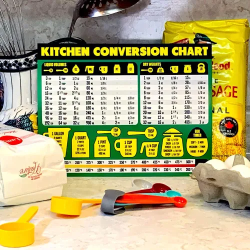 Vista 9 de Imán de tabla de conversión de medidas de cocina, extra grande, fácil de leer, decoración magnética de cocina - Herramienta de medición de recetas