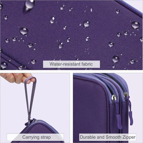 Vista 360 de FYY Organizador para accesorios electrónicos, para viajes, para cables, celular y cargadores, estuche portátil, impermeable, doble capa, bolsa
