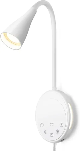 Vista 14 de SANKEDOU Luz de lectura LED para montaje en pared, luces de lectura de cabecera con control táctil, 5 regulables, salida USB, luz nocturna