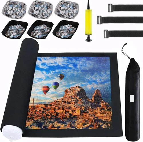 Vista 9 de Base enrollable para rompecabezas Genovega de hasta 2000/1500/1000 piezas, gran almohadilla portátil, tabla antideslizante, tapetes protectores