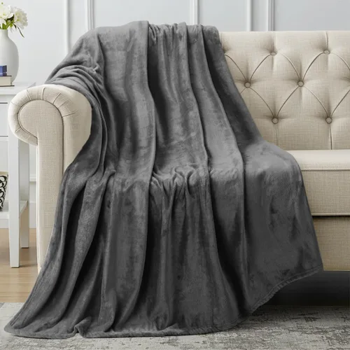 Vista 13 de Utopia Bedding - Manta de vellón de lujo, mullida, antiestática; manta de suave microfibra de 8.8 oz/yd² (300 g/m²) para sofá y cama; tamaño Gris