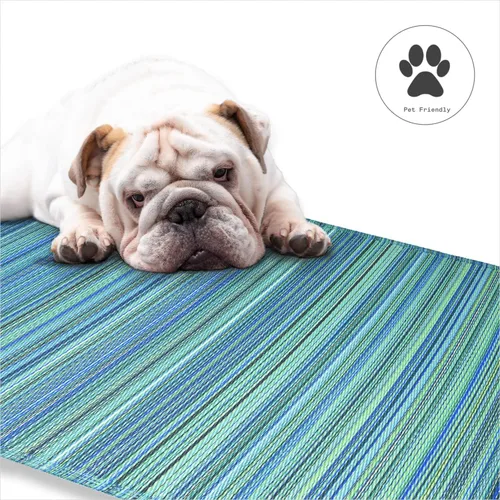 Vista 135 de Fab Habitat Alfombra Rayada para Exteriores - Impermeable, Resistente a la Decoloración, Sin Arrugas, Reversible - Plástico Reciclado Premium