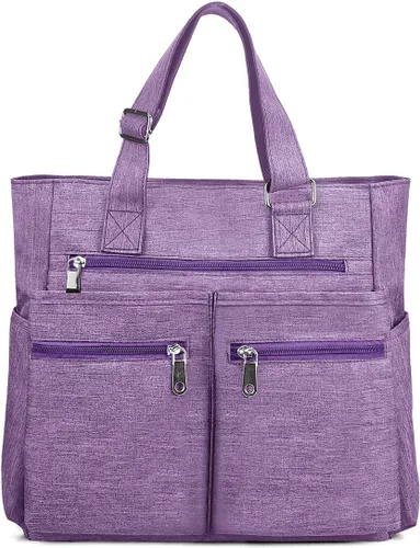 Bolsa de lona impermeable de nailon con múltiples bolsillos para llevar al hombro, bolsa de trabajo para computadora portátil, bolso para