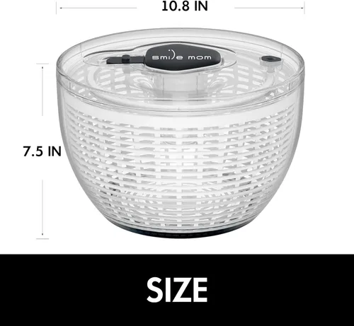 Vista 4 de Smile mom Centrifugadora de Ensalada Grande Centrifugadora de Lechuga Accesorios de Cocina, Centrifugadora de Ensalada Grande Lavadora de Verduras