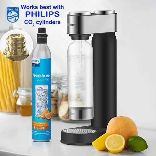 Vista 7 de Philips Máquina de transmisión de refrescos, fabricante de agua con gas inoxidable, fácil de instalar con botella de carbonatación de PET de giro
