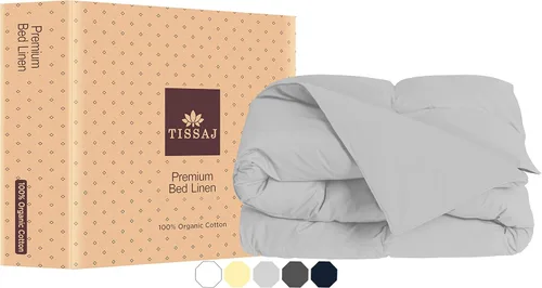Vista 2 de Tissaj - Sábanas de algodón orgánico, un solo color, 100 % certificado GOTS, 300 hilos, fundas de almohada, sábanas bajeras, fundas de edredón