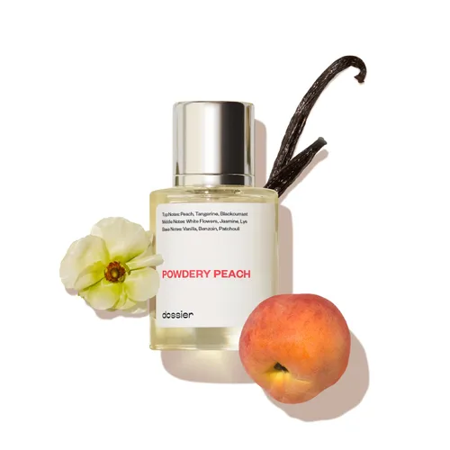 Dossier - Polvo Melocotón - Eau de Parfum - Inspirado en J.Choo I Want Choo - Perfume de Lujo - Puro Infundido - Sin Parabenos - Vegano - Para