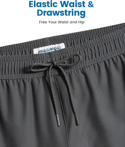 Vista 2 de Maamgic Traje de baño de pantalón corto, shorts de surf, 2 en 1, de 7 pulgadas, para hombre