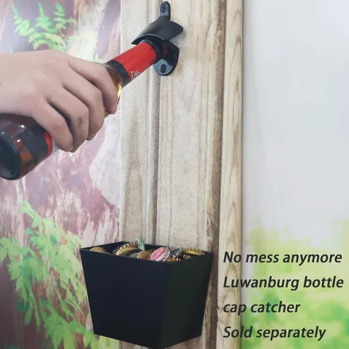 Vista 5 de Abridor de botellas negro Montaje en pared en blanco tapa de cerveza abridor poste montado acero inoxidable para mesa de refrigeración DIY (2 piezas)