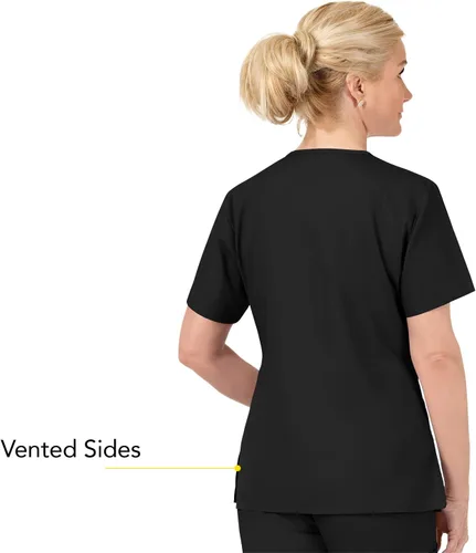 Vista 5 de Bata quirúrgica para mujer Wonderwink con 5 bolsillos y cuello en V