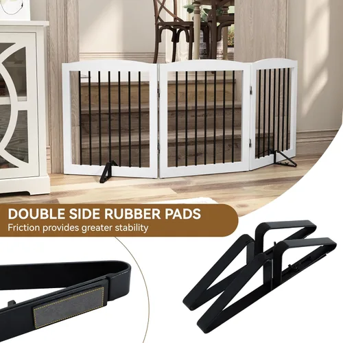 Vista 4 de PUPETPO Pies de soporte para puerta para mascotas (versión actualizada), juego de 2 pies de soporte de metal para puerta para mascotas para puertas