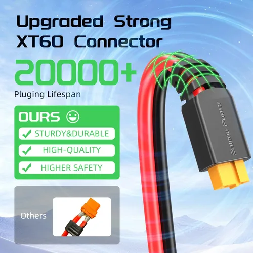 Vista 3 de Bateria Power Cable de extensión de carga solar a XT60 10AWG 2 pies conector solar a XT60 Cable adaptador para panel solar a batería LiFePO4 RV