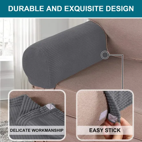 Vista 58 de Turquoize Fundas elásticas para reposabrazos para sillas y sofás, fundas para reposabrazos de sofá de elastano y jacquard, protector antideslizante