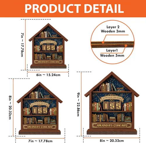 Vista 6 de Rastreador de Lectura de Libros Personalizado, Contador de Libros Leídos Este Año, Decoración de Biblioteca, Letrero de Seguimiento de Libros