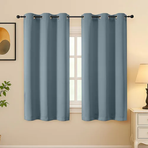 Vista 65 de Simplebrand Juego de 2 paneles de cenefa aguamarina para ventana de cocina de 14 pulgadas de largo, cortinas de oscurecimiento de habitación