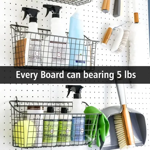 Vista 4 de 4 Piezas Paneles de Tablero Perforado, Soporte de Pared de Tablero Perforado ABS Blanco, Fácil Instalación para Sala de Manualidades, Garaje