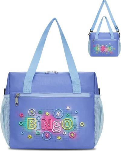 Vista 9 de Bolsa de bingo para Daubers Dabbers Dobbers Dotters resistente al agua, bolsa de accesorios de bingo con bolsillos para adultos mayores (negro)