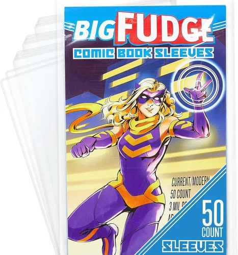 BIG FUDGE Bolsas de cómics – Fundas de plástico de cómics – Fundas protectoras – Bolsa de manga de 7.25 x 10.5 pulgadas – Suministros para