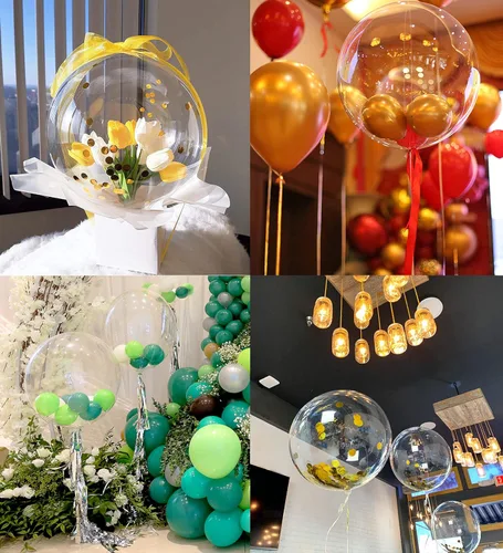 Vista 3 de Globos de burbujas Bobo de 20 pulgadas, 10 globos transparentes Bobo, globo de burbujas grandes transparentes para decoración de Navidad, boda