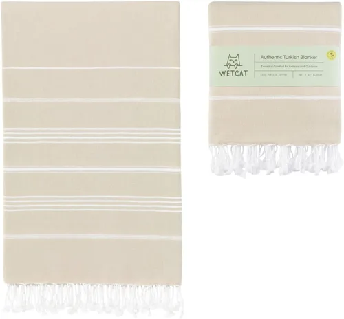 Vista 14 de WETCAT Toalla de playa turca de gran tamaño (38"x71") 100% algodón turco, fabricada en Turquía - sin arena, extragrande, ultrasuave, de secado