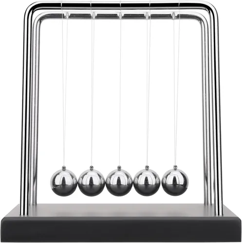 Vista 3 de Bolas de equilibrio de cuna de Newton con 5 cuentas grandes, juguetes de escritorio, decoraciones de oficina con base de madera negra, bolas