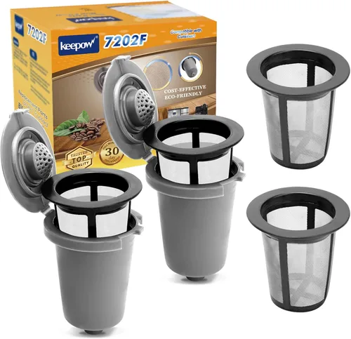 Vista 8 de KEEPOW Taza de filtro reutilizable para cafetera, piezas de repuesto de filtro, filtros de café reutilizables para cafetera de una sola porción