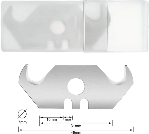 Vista 3 de Mudder Cuchillas de gancho de utilidad Cuchillas de afeitar de gancho de acero para techos y alfombras con caja de plástico(30)