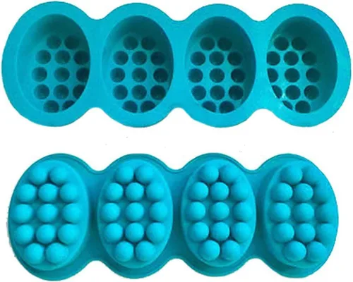 2 moldes de jabón de barra de masaje 3D, 4 cavidades, moldes de jabón de silicona de 4.5 onzas para hacer jabón de bricolaje, chocolate, arcilla