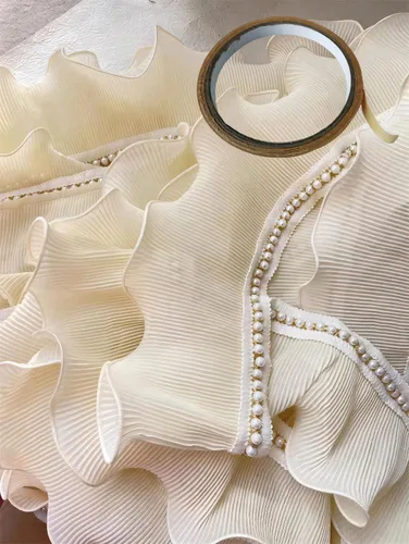 5 yardas con cuentas de organza con volantes de encaje espejo decoración ramo de encaje cortinas de encaje casero tela encaje