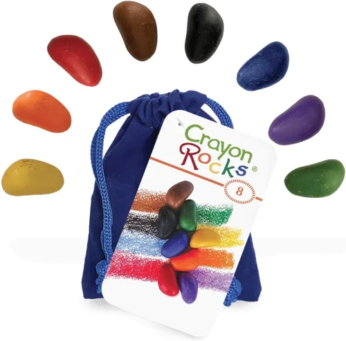 Crayon Rocks, Crayons in a Rock Shape, 8 Colors, Tripod Grip Made For Handwriting Development in Kids and Toddlers, Fun & Educational, Creative