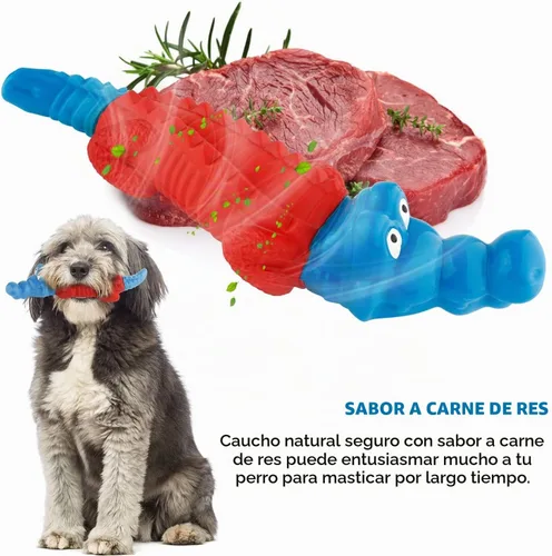 Vista 6 de petizer Juguetes masticables para perros que no chirrian para masticadores agresivos, juguete resistente de nailon y goma para perros con sabor a