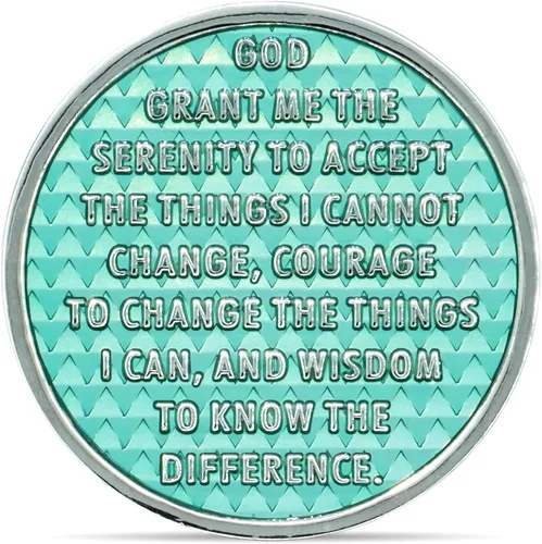 Vista 3 de Moneda de sobriedad de 5 años Chip AA Legacy Ficha de aniversario de recuperación de triplaca gruesa (Aqua)