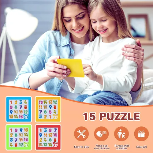 Vista 5 de Sumind Rompecabezas de 8 piezas para niños, rompecabezas de 15 números de plástico IQ, juguetes de rompecabezas de cerebro, juego de regalo