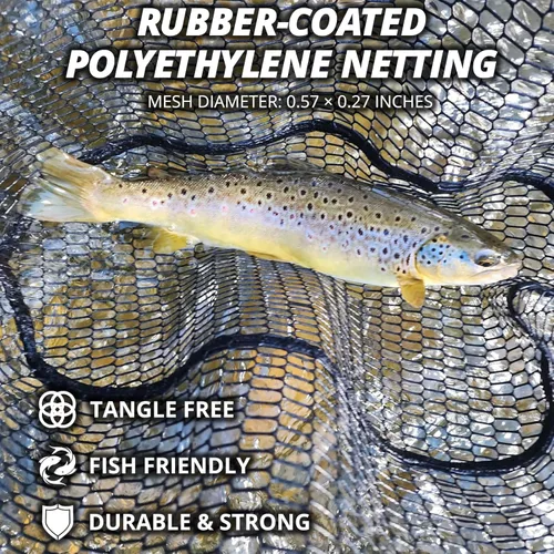 Vista 3 de Red de aterrizaje de pesca flotable: red de pesca plegable de aleación de aluminio, red de polietileno recubierta de goma, red ligera apta
