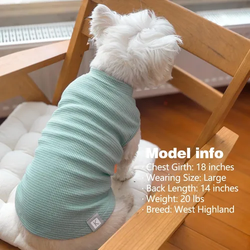 Vista 7 de KYEESE Paquete de 2 camisas para perro con punto gofre, camisetas ligeras sin mangas para perros pequeños, niños y niñas, chaleco transpirable