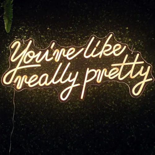 Vista 7 de Letrero de luces de neón con texto en inglés «You are Like Really Pretty para decoración de pared, tienda, salón, casa, bar», grandes luces