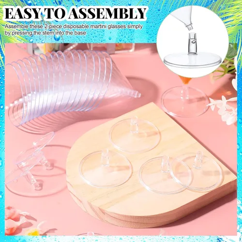 Vista 4 de Rtteri 250 vasos de Martini de plástico desechables de 2 onzas, mini vasos de margarita transparentes para bodas, fiestas, vino, cócteles, bebidas