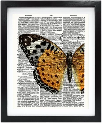 Susie Arts 8X10 Mariposa sin marco Upcycled Vintage Diccionario Arte Impresión Libro Arte Impresión Decoración del Hogar Divertido Niños Arte de