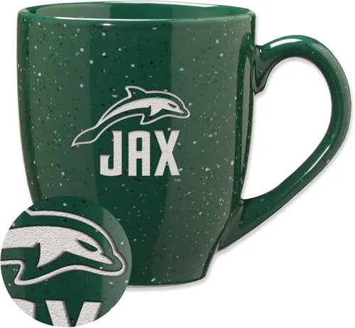 Vista 373 de Rico Industries NCAA Saint Joseph's (PA) Hawks Logo Principal Color Marrón 16 oz Logotipo del Equipo de Color Láser Grabado en Cerámica Moteada Taza