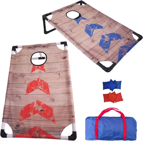Vista 8 de Juego de Cornhole Portátil con 2 Tableros de Cornhole Plegables, 8 Bolsas de Frijoles de Cornhole y Estuche de Transporte para Juego de Lanzamiento