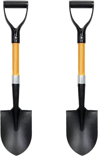 AshmanOnline Pala redonda media, paquete de 2, 27 pulgadas, mango duradero, agarre cómodo, hoja de punta redonda multiusos de alta calidad