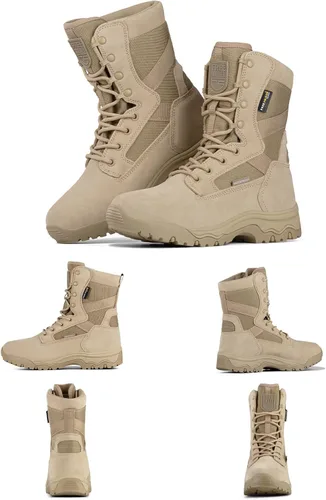 Vista 7 de FREE SOLDIER Botas tácticas para hombre de 8 pulgadas, ligeras, botas de combate duraderas, botas de trabajo militar, botas de desierto