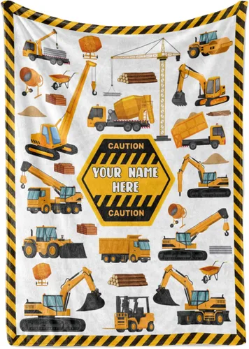 Vista 7 de Manta personalizada para camión, fabricada en Estados Unidos y enviada al día siguiente, diseño de excavadora de construcción de vellón suave