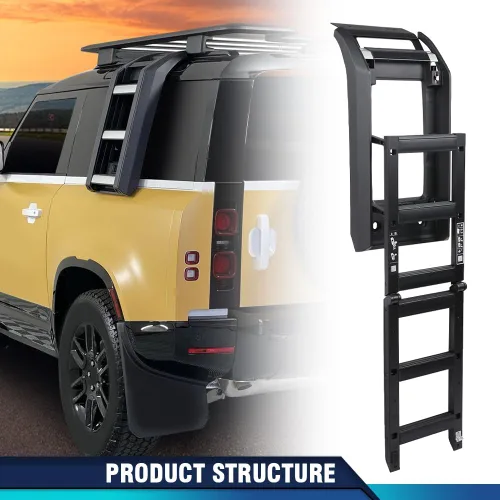 Vista 7 de PIT66 Escalera de acceso lateral para portaequipajes lateral compatible con Land Rover Defender 110 2020-2023/Land Rover Defender 90 2021-2023