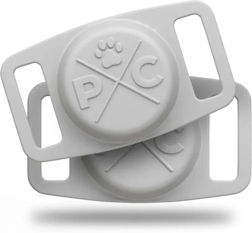 Pup Culture Soporte de AirTag para collar de perro, para rastreador de perros GPS, para Apple iPhone, paquete de 2 Gris