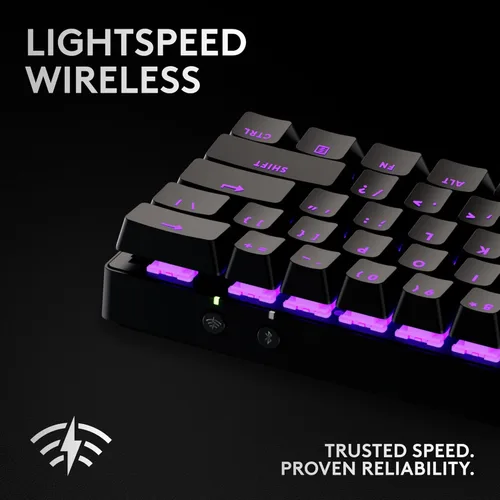 Vista 3 de Logitech G PRO X 60 Lightspeed - Teclado inalámbrico para juegos, ultra compacto TKL 60% mecánico para PC con Windows, LIGHTSYNC RGB, teclas PBT