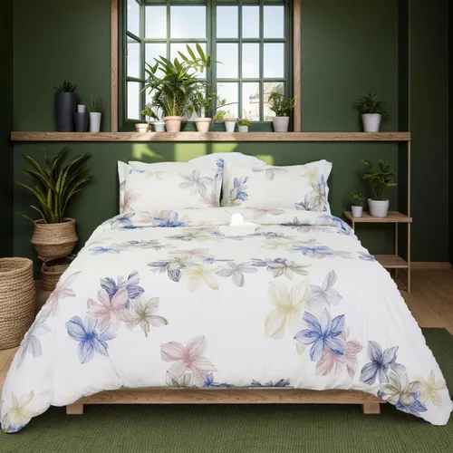 Vista 42 de Helthep Funda de edredón floral tamaño Queen, 100% algodón con estampado de hojas tropicales, funda de edredón botánica con estampado de árbol